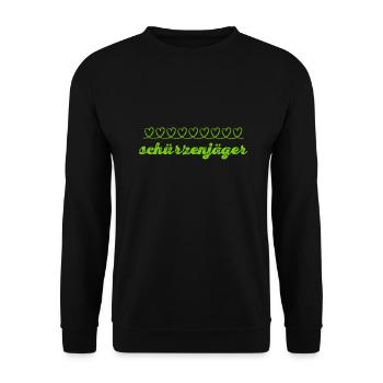 ich bin ein Schürzenjäger - Unisex Pullover - Schwarz - Vorne - Alina (178cm) & Michal (187cm)