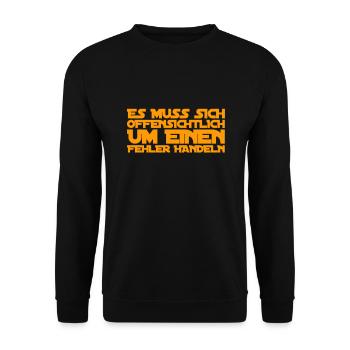 offensichtlicher Fehler - Unisex Pullover - Schwarz - Vorne - Alina (178cm) & Michal (187cm)