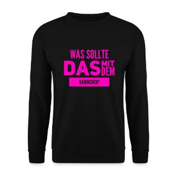 das Rätsel mit dem Kaninchen - Unisex Pullover - Schwarz - Vorne - Alina (178cm) & Michal (187cm)