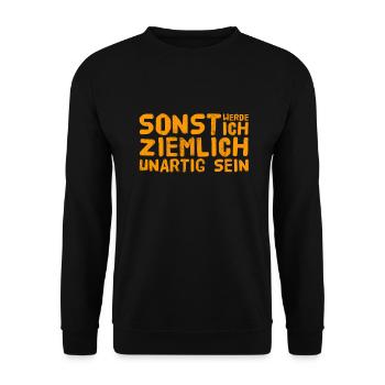 ich werde unartig sein - Unisex Pullover - Schwarz - Vorne - Alina (178cm) & Michal (187cm)