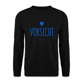 Warnung - Unisex Pullover - Schwarz - Vorne - Alina (178cm) & Michal (187cm)