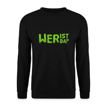 wer steht vor der Tür? - Unisex Pullover - Schwarz - Vorne - Alina (178cm) & Michal (187cm)