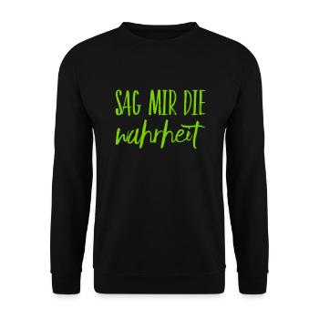 sei ehrlich - Unisex Pullover - Schwarz - Vorne - Alina (178cm) & Michal (187cm)