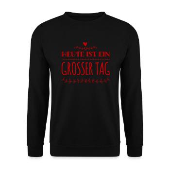 heute ist ein genialer Tag - Unisex Pullover - Schwarz - Vorne - Alina (178cm) & Michal (187cm)