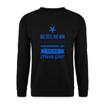 wir sollten uns Zeit nehmen - Unisex Pullover - Schwarz - Vorne - Alina (178cm) & Michal (187cm)