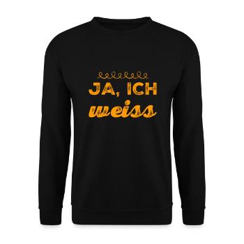 ja, ich weiß - Unisex Pullover - Schwarz - Vorne - Alina (178cm) & Michal (187cm)