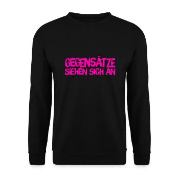ich stehe auf Gegensätze - Unisex Pullover - Schwarz - Vorne - Alina (178cm) & Michal (187cm)