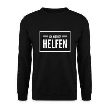 darf ich helfen? - Unisex Pullover - Schwarz - Vorne - Alina (178cm) & Michal (187cm)