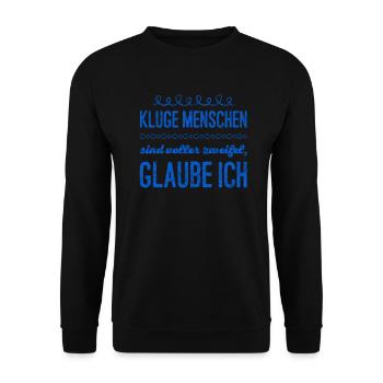 schlaue Menschen haben Zweifel - Unisex Pullover - Schwarz - Vorne - Alina (178cm) & Michal (187cm)