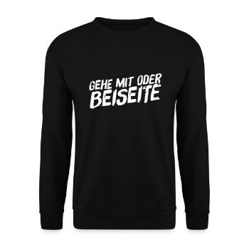 auf welcher Seite stehst du? - Unisex Pullover - Schwarz - Vorne - Alina (178cm) & Michal (187cm)