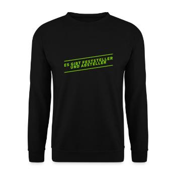 vor dir steht ein Absteller - Unisex Pullover - Schwarz - Vorne - Alina (178cm) & Michal (187cm)