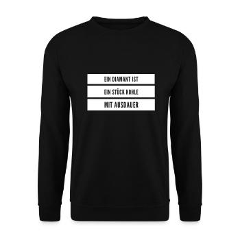 Ausdauer geht immer - Unisex Pullover - Schwarz - Vorne - Alina (178cm) & Michal (187cm)