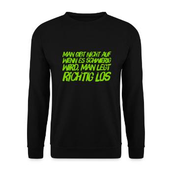 ich gebe nicht auf - Unisex Pullover - Schwarz - Vorne - Alina (178cm) & Michal (187cm)