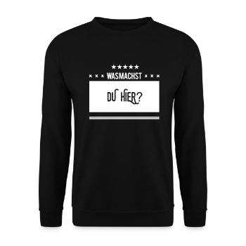 was geht bei dir? - Unisex Pullover - Schwarz - Vorne - Alina (178cm) & Michal (187cm)