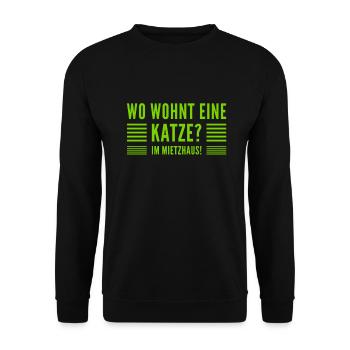 die Katze lebt im Mietzhaus - Unisex Pullover - Schwarz - Vorne - Alina (178cm) & Michal (187cm)