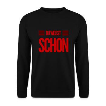 du weißt was ich meine - Unisex Pullover - Schwarz - Vorne - Alina (178cm) & Michal (187cm)