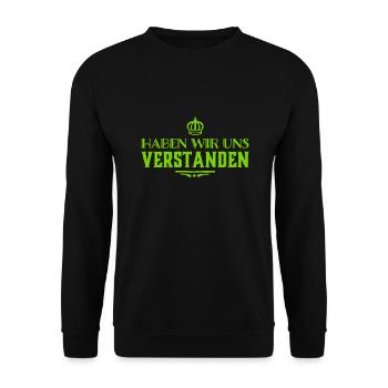 Hast du verstanden? - Unisex Pullover - Schwarz - Vorne - Alina (178cm) & Michal (187cm)