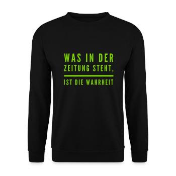 das was in der Zeitung steht - Unisex Pullover - Schwarz - Vorne - Alina (178cm) & Michal (187cm)