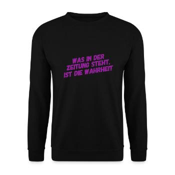 der Zeitung kann man vertrauen - Unisex Pullover - Schwarz - Vorne - Alina (178cm) & Michal (187cm)
