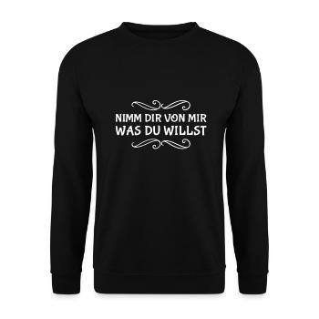 ich bin großzügig - Unisex Pullover - Schwarz - Vorne - Alina (178cm) & Michal (187cm)