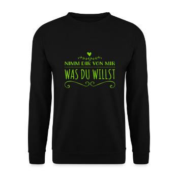 ich gebe alles - Unisex Pullover - Schwarz - Vorne - Alina (178cm) & Michal (187cm)