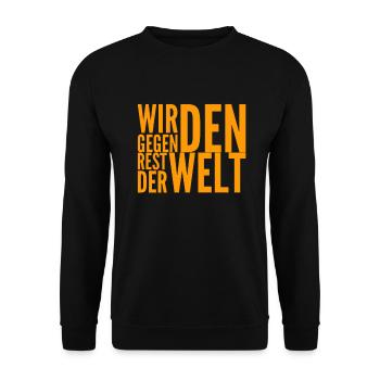 keiner hält uns auf - Unisex Pullover - Schwarz - Vorne - Alina (178cm) & Michal (187cm)