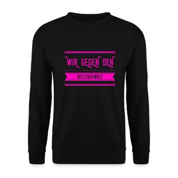 niemand hält uns auf - Unisex Pullover - Schwarz - Vorne - Alina (178cm) & Michal (187cm)