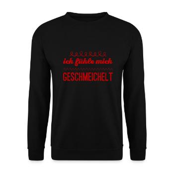 ich fühle mich geschmeichelt - Unisex Pullover - Schwarz - Vorne - Alina (178cm) & Michal (187cm)
