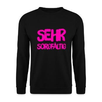 Sorgfalt ist mein Ding - Unisex Pullover - Schwarz - Vorne - Alina (178cm) & Michal (187cm)