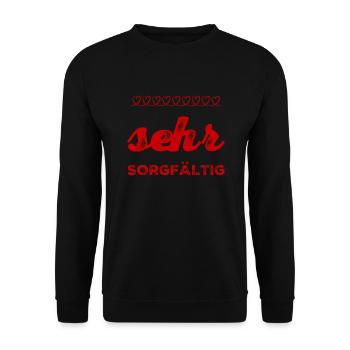 Sorgfalt geht immer - Unisex Pullover - Schwarz - Vorne - Alina (178cm) & Michal (187cm)
