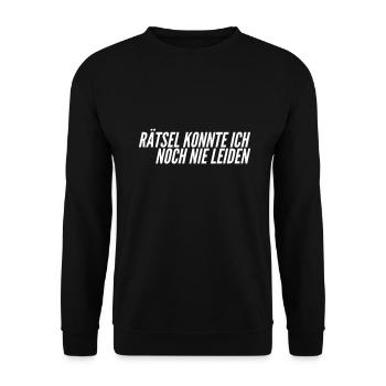 Rätsel sind nichts für mich - Unisex Pullover - Schwarz - Vorne - Alina (178cm) & Michal (187cm)