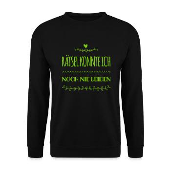Rätsel konnte ich noch nie leiden - Unisex Pullover - Schwarz - Vorne - Alina (178cm) & Michal (187cm)