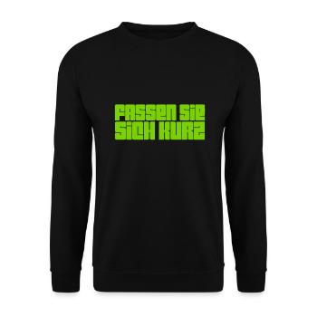 bitte kurz fassen - Unisex Pullover - Schwarz - Vorne - Alina (178cm) & Michal (187cm)