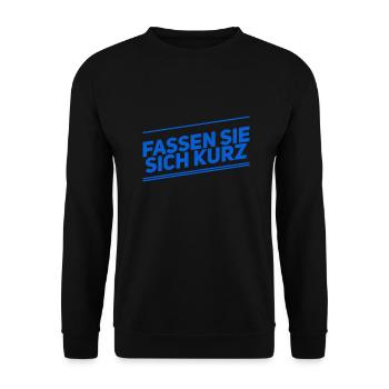 kurz und knapp - Unisex Pullover - Schwarz - Vorne - Alina (178cm) & Michal (187cm)