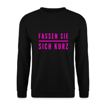 bitte kurz fassen - Unisex Pullover - Schwarz - Vorne - Alina (178cm) & Michal (187cm)
