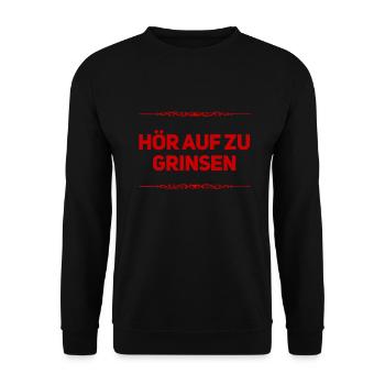 dein grinsen nervt - Unisex Pullover - Schwarz - Vorne - Alina (178cm) & Michal (187cm)