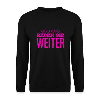 hören sie nicht auf zu sprechen - Unisex Pullover - Schwarz - Vorne - Alina (178cm) & Michal (187cm)