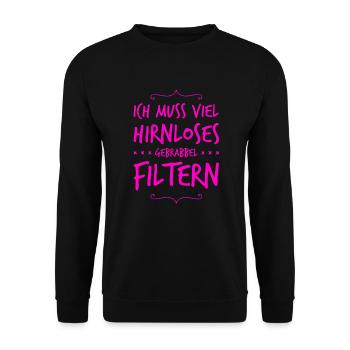 hirnloses Gebrabbel - Unisex Pullover - Schwarz - Vorne - Alina (178cm) & Michal (187cm)