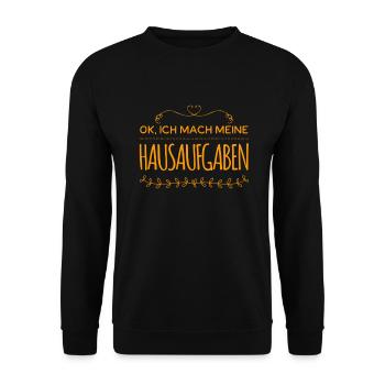 ich kümmere mich um die Hausaufgaben - Unisex Pullover - Schwarz - Vorne - Alina (178cm) & Michal (187cm)