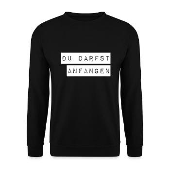 ich lasse dir den Vortritt - Unisex Pullover - Schwarz - Vorne - Alina (178cm) & Michal (187cm)
