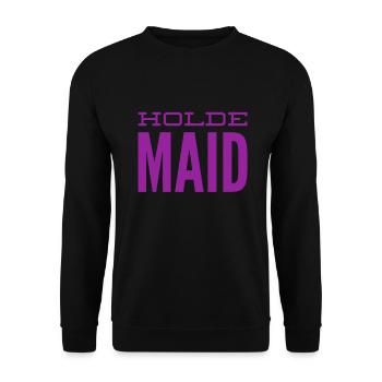 vor dir steht eine holde Maid - Unisex Pullover - Schwarz - Vorne - Alina (178cm) & Michal (187cm)