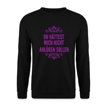 Lügen sind schrecklich - Unisex Pullover - Schwarz - Vorne - Alina (178cm) & Michal (187cm)