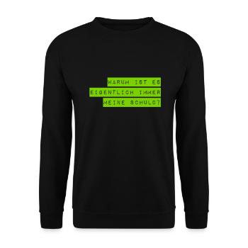 ich bin nicht schuld - Unisex Pullover - Schwarz - Vorne - Alina (178cm) & Michal (187cm)