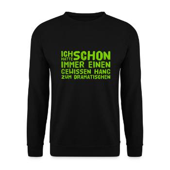 Drama geht immer - Unisex Pullover - Schwarz - Vorne - Alina (178cm) & Michal (187cm)