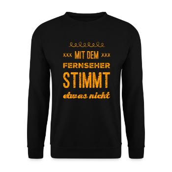 ist der Fernseher kaputt? - Unisex Pullover - Schwarz - Vorne - Alina (178cm) & Michal (187cm)