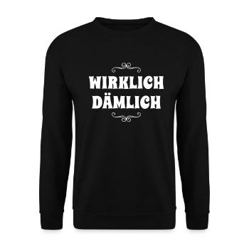 wie dämmlich - Unisex Pullover - Schwarz - Vorne - Alina (178cm) & Michal (187cm)