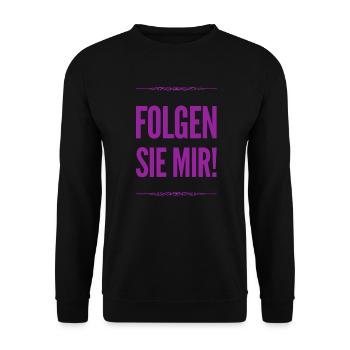 ich gehe voran - Unisex Pullover - Schwarz - Vorne - Alina (178cm) & Michal (187cm)