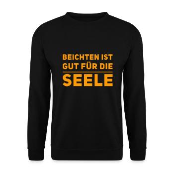 beichten ist gut - Unisex Pullover - Schwarz - Vorne - Alina (178cm) & Michal (187cm)