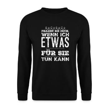 fragen Sie mich - Unisex Pullover - Schwarz - Vorne - Alina (178cm) & Michal (187cm)