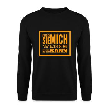 möchten Sie meine Hilfe - Unisex Pullover - Schwarz - Vorne - Alina (178cm) & Michal (187cm)
